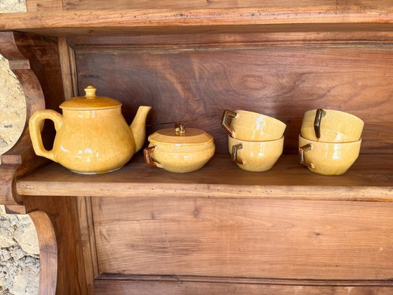 Image 1 of Service à café ocre signé G. Platon Vallauris