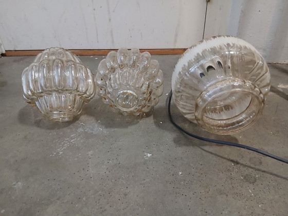 Image 1 of vintage lampenkappen glas jaren '50