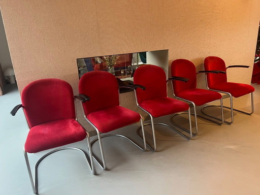 5 sedie da pranzo vintage Gispen 413