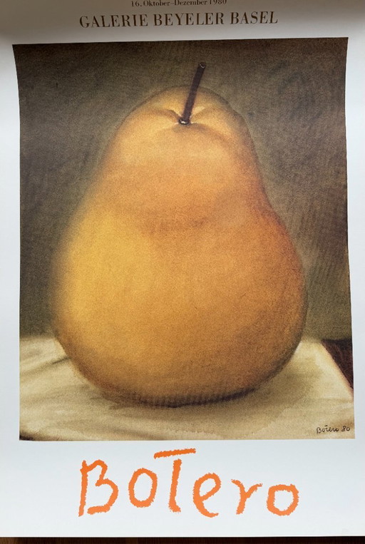 Fernando Botero, Pear (Exhibition Poster), 1980, Galerie Beyeler Basel, Printed in Switzerland