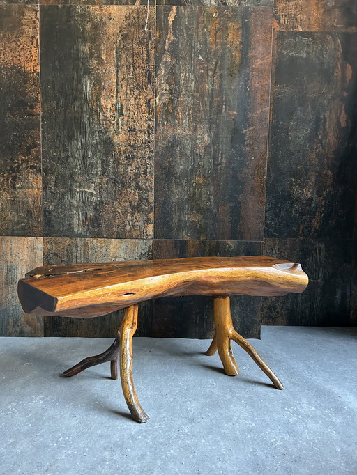 Set originele vintage boomstam salon tafels