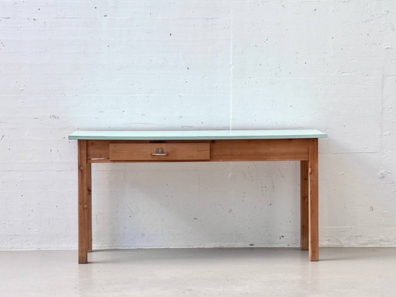 Scrivania Vintage con Piano in Resopal Verde Menta – Scrivanie, Wood (photo 16 of 16)