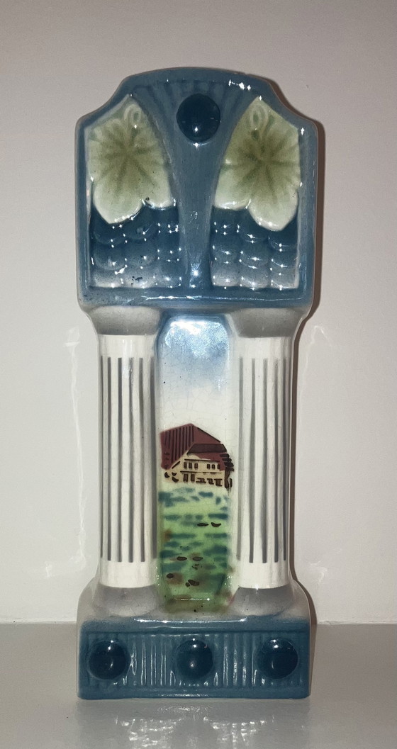 Image 1 of Vintage Belgische schouwvaas / ca. 1935-1940 /  handbeschilderde faience