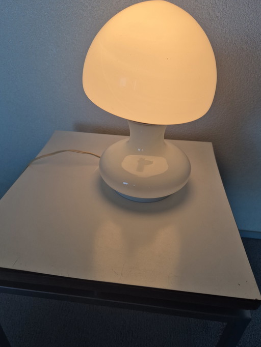 Mushroom Lamp White Glass