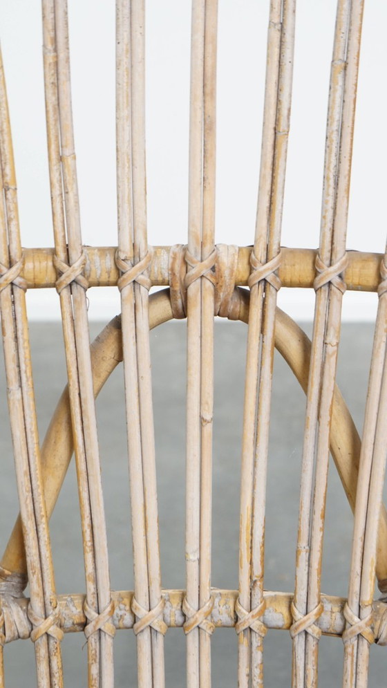 Image 1 of Dutch design rattan armchair from the 1950s with a high back