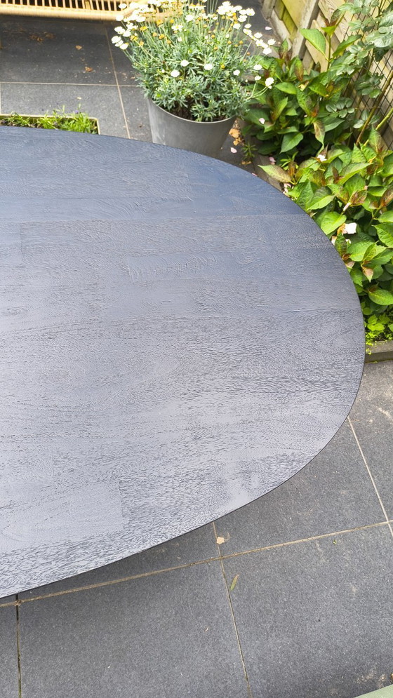 Image 1 of Oval Dining Table Aron Mango Wood Black – 200cm