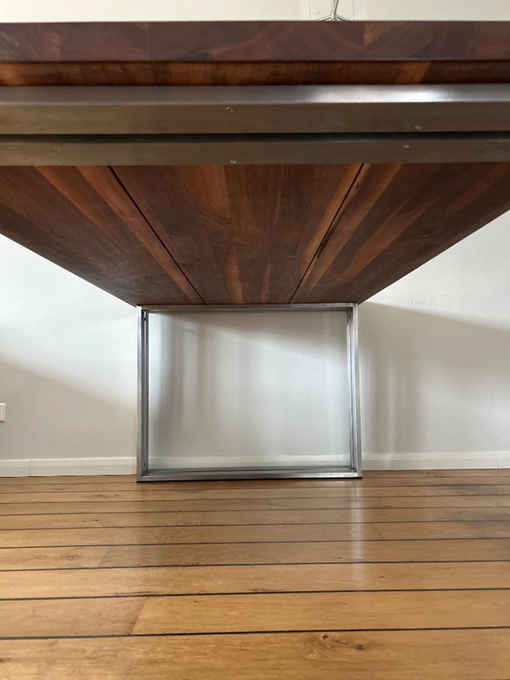 Image 1 of 4x Montis Chaplin Bordeaux leather chairs and solid wood table