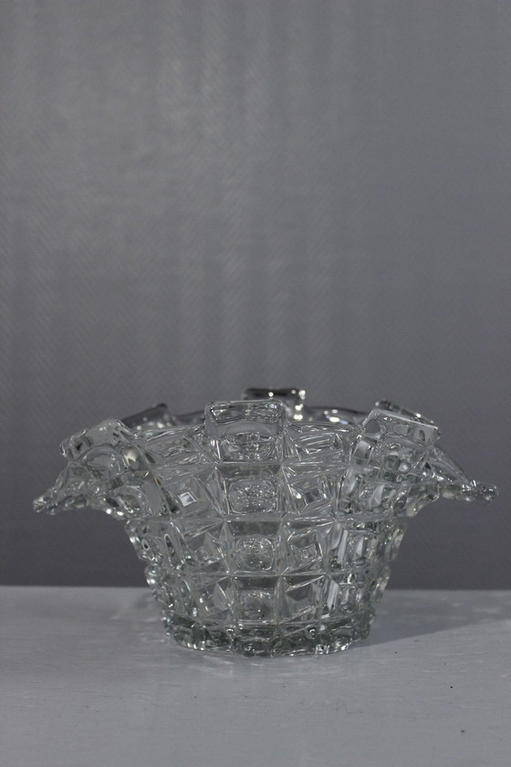 Image 1 of Sklo Union Libochovice - Boheems Kristallen Beker Decor Lens 1950 Op Art