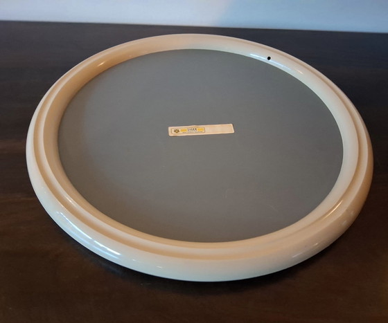 Image 1 of Vintage beige ronde Tijgerspiegel jaren 70