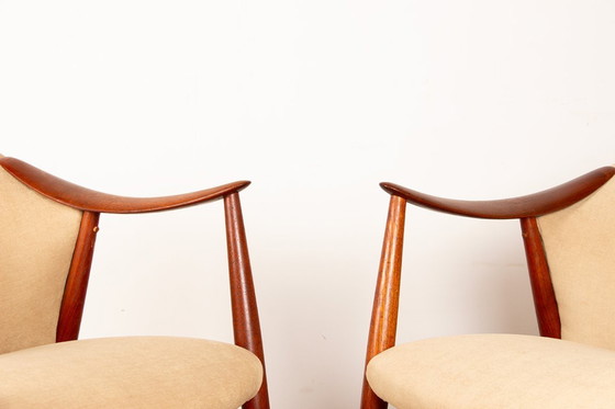 Image 1 of Pair of Scandinavian armchairs in teak and fabric, new Tyrol model by Gerhard Berg for Westnofa 1960.