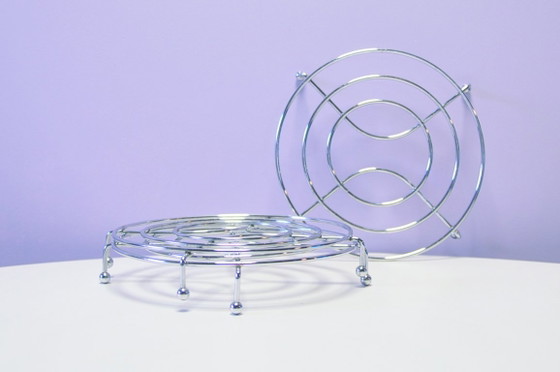 Set vintage x3 dessous de plat chromés, Accessoires de cuisine, Chrome, Argenté (photo 2 sur 6)