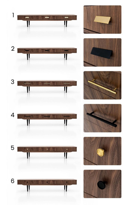 Image 1 of Walnut lowboard 3 drawers - L01