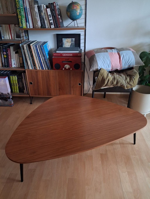 Tripod walnut coffee table