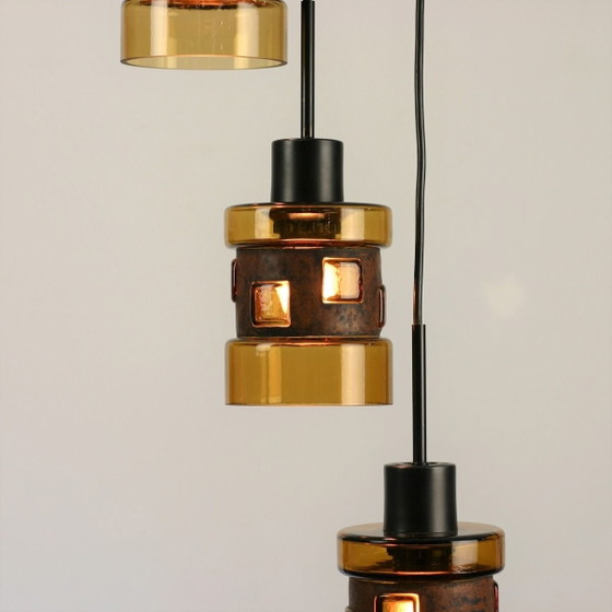 Image 1 of Nanny Still for RAAK Amsterdam | Set of 3 Amber Glass Pendant Lamps | 1960s