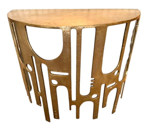 Console VLAB Brutalist métal finition bronze 