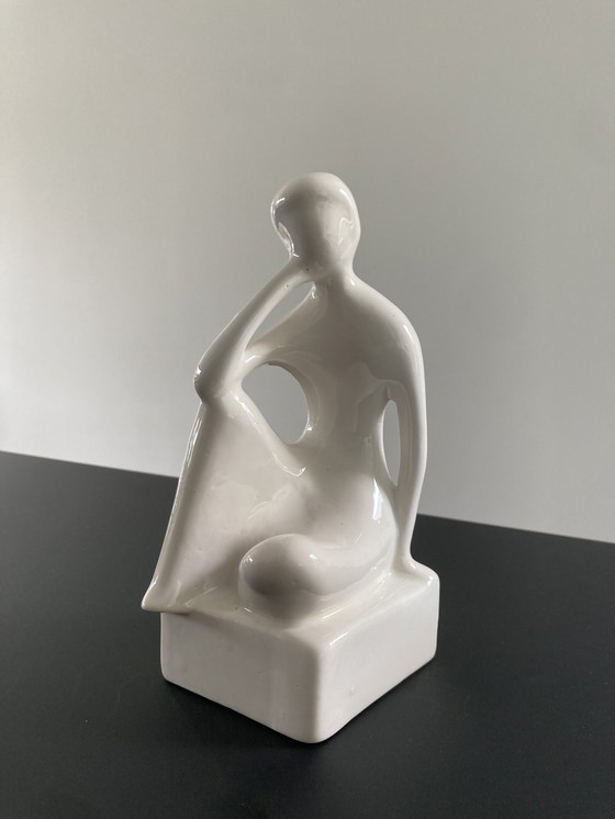 Image 1 of Sculpture sur assiette des années 70 Le Penseur, probablement Royal Delft