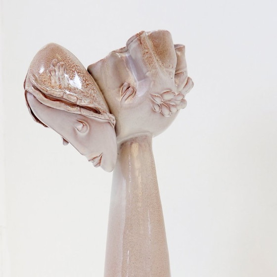 Image 1 of Ceramic Sculpture Female Face Flower Vase Decoration