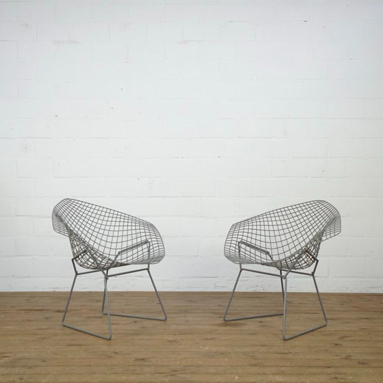 Image 1 of Setje van 2 Diamond stoelen van Harry Bertoia voor Knoll