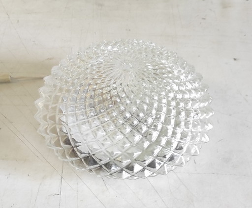 Diamond-point glass ceiling or wall light - mid-20th century