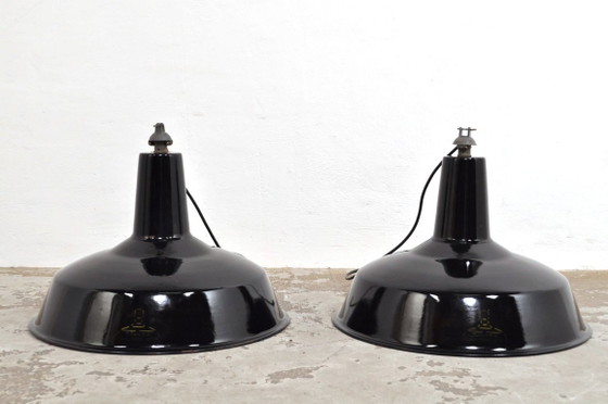 Ensemble de Lampes Industrielles Reluma, années 1940 – Suspensions, Metal (photo 6 of 10)