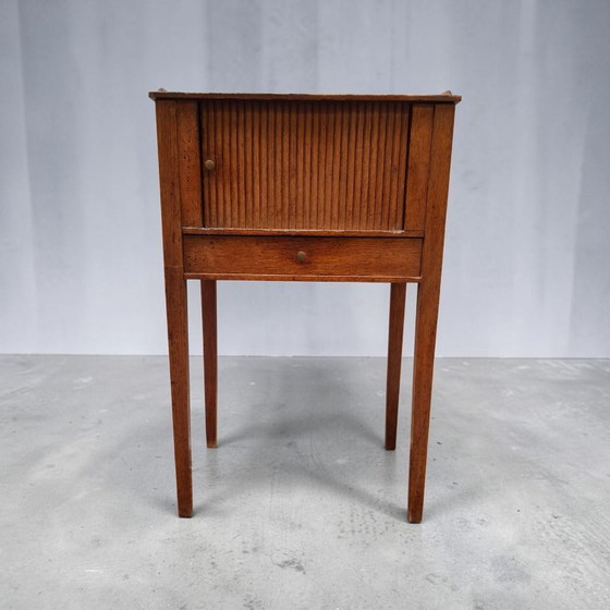 Antiek Hollands Potten- Of Nachtkastje Van Massief Eikenhout Uit De Periode Rond 1800 (Louis Seize-Stijl) (photo 11 of 11)