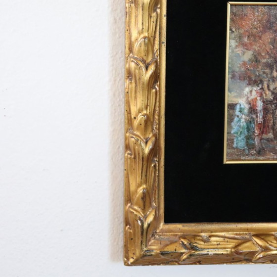 Image 1 of Gallant Scene, Oil Painting on Board Signed N. Sidoli, Italy Early 20th Century