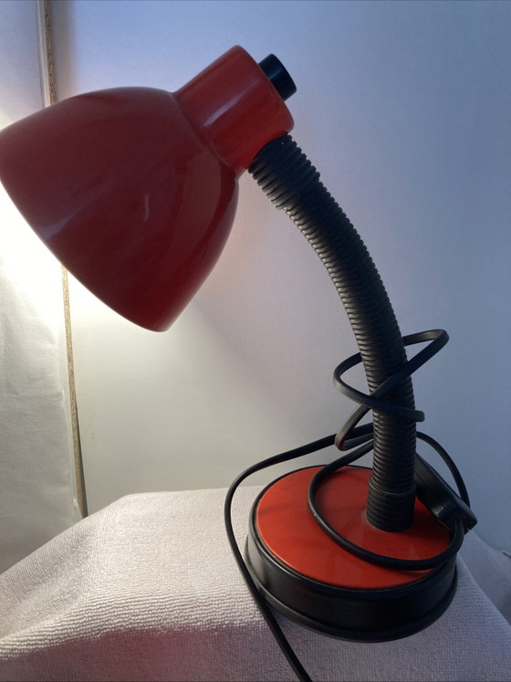Image 1 of Vintage 80s red bedside lamp and 2 wall lights set, made in Italy