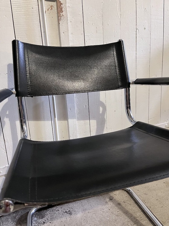 Vintage cantilever fauteuil met armleuningen – Bauhaus / Mid-Century – Eetkamerstoelen, Leather (photo 6 of 6)