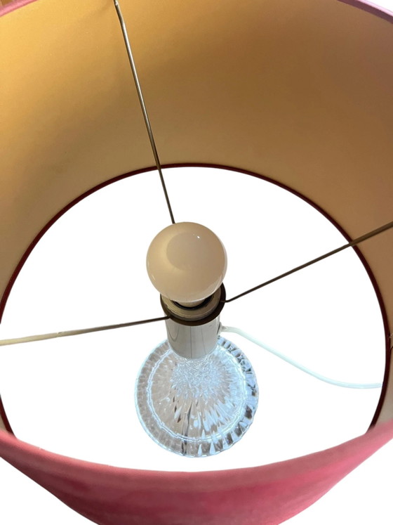 Lampe de table vintage en verre cristal Peill & Putzler, Made in Germany avec abat-jour moderne. Lampe Space (photo 8 of 9)