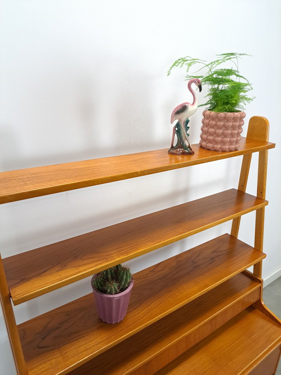 Image 1 of Teak Veneer Cabinet From Sweden With Drawers, Shelf And Extendable Shelf