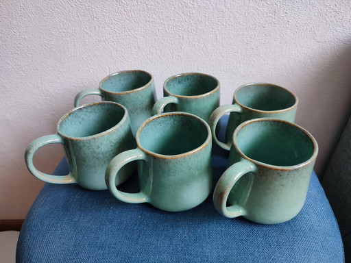 6 x Sissy Boy green blue sea porcelain mug drinking mug ear New Handmade Portugal