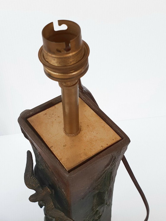 Image 1 of Een paar art-deco visserslampen, jaren 1940, vintage, metaal en marmer, jaren 1930-1940