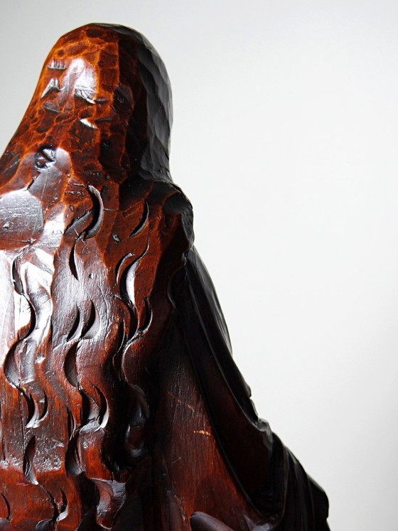 Image 1 of Antique religious sculpture of the Virgin Mary in carved wood, Immaculate Conception