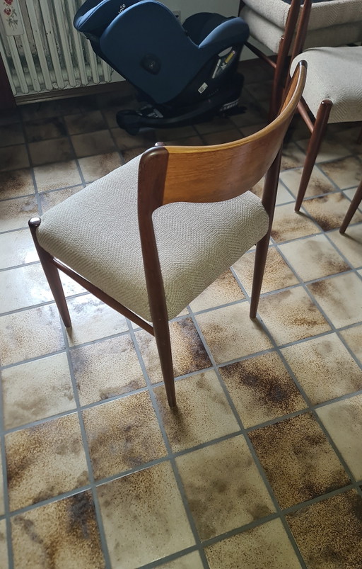 Mid-Century Vintage Dining Chairs – eetkamerstoelen, Textile, Wood (photo 2 of 4)