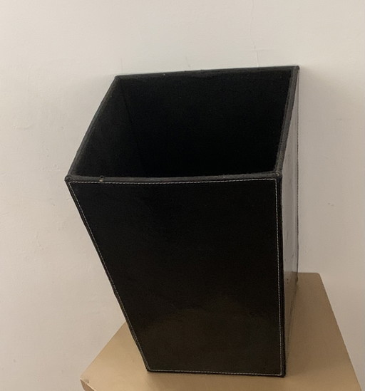 Large vintage trapezoidal wastepaper basket in the style of Jacques Adnet –