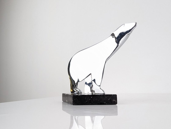 Image 1 of Art Deco Polar Bear Sculpture by Karl Hagenauer, Austria, 1920s