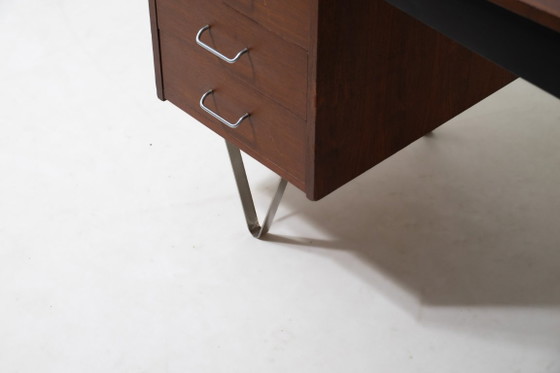 Floating minimalist hairpin desk by Nijkerk, 1950s – Wood (photo 9 of 10)