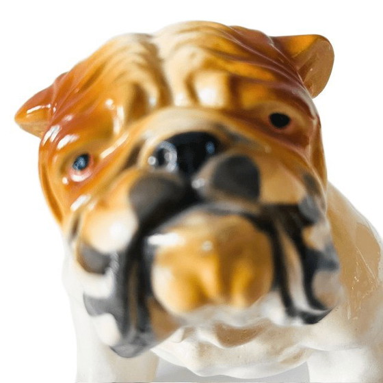 Image 1 of Vintage mid-century dog figurine English Bulldog dog statue ceramic 1960s