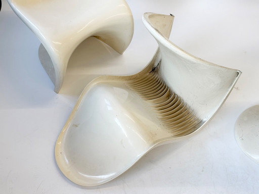 4x Panton Chair von Herman Miller Fehlbaum 1978 Elfenbein