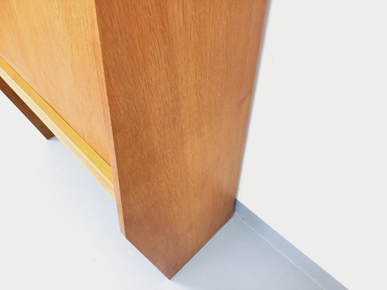 Image 1 of Meuble secrétaire bibliothèque de rangement vintage en bois de chêne des années 60