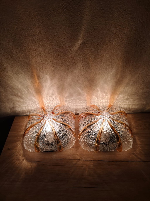 RARE! Sculptural pair of Mid-Century Studio Glass Lamps – Space Age 1960s/70s