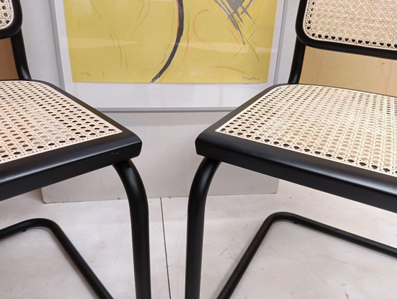 Image 1 of ALIVARMVSEVM 104. SET of 2 CESCA B32 Chairs (NEW) in Black Frame Limited Edition 