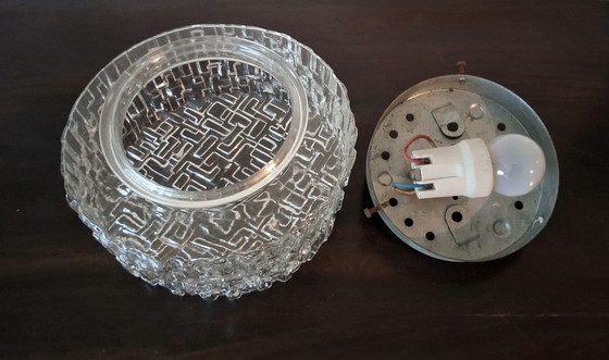 Image 1 of Vintage plafondlamp met labyrint patroon jaren 70