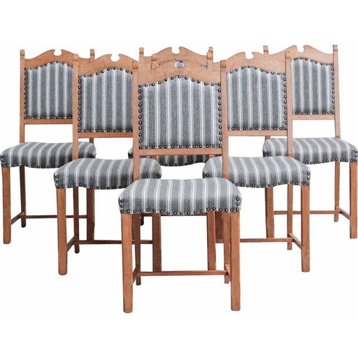 Set of six vintage oak dining chairs, Denmark 1960