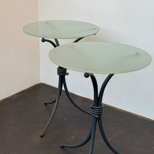 2x Side Table Glass/Steel