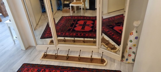 Antique Standing Mirror with Separate Coat Rack – Wicker, Metal (photo 4 of 5)