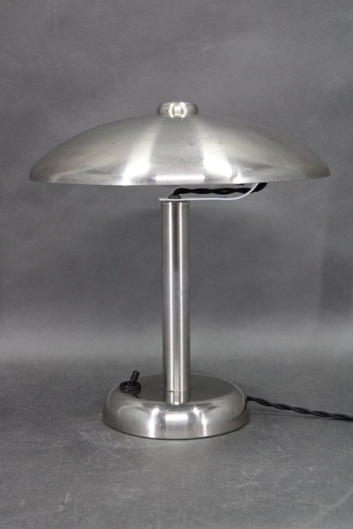 1930s Art Deco Nickel Mushroom Table Lamp Europe