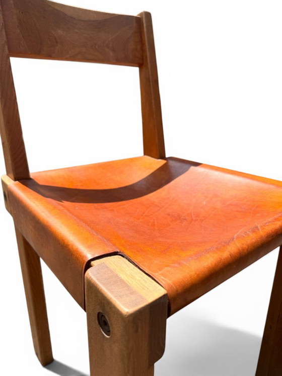 Authentic Pierre Chapo S24 Brutalist Chair - Solid Elm & Leather – Dining chairs (photo 13 of 16)