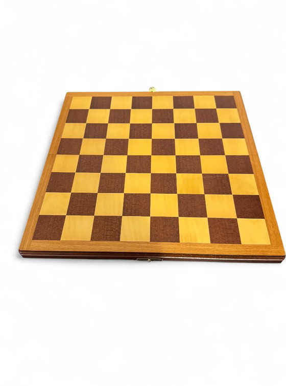 Hölzernes Schach- und Dame-Set, Didatto, Dekorative Objekte, Holz, Braun, Vintage (Foto 3 von 7)