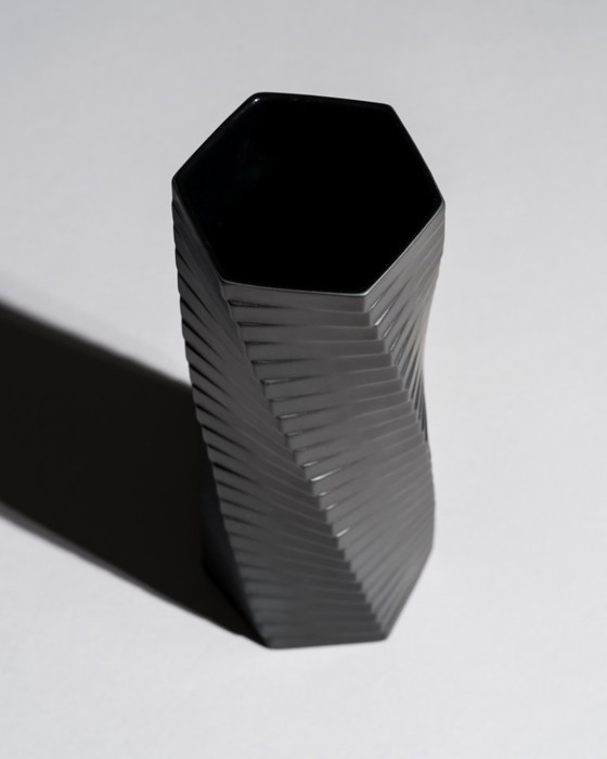 Image 1 of Vintage ROSENTHAL WERNER UHL Vase Duo Bisque Porcelaine Noire PISA 20 cm & 23 cm